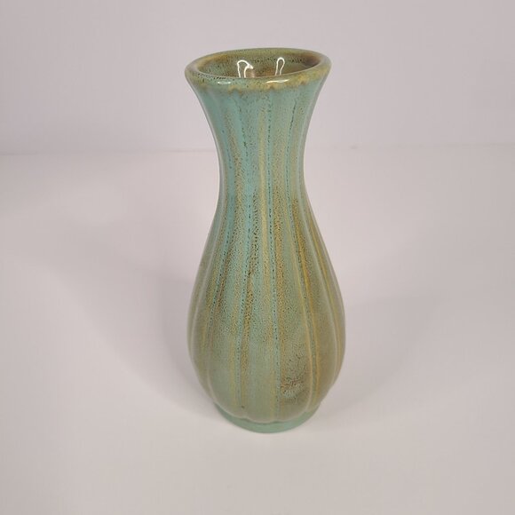 Small Ceramic Vase Light Green with Blue Bird and Flowers - Picture 4 of 6